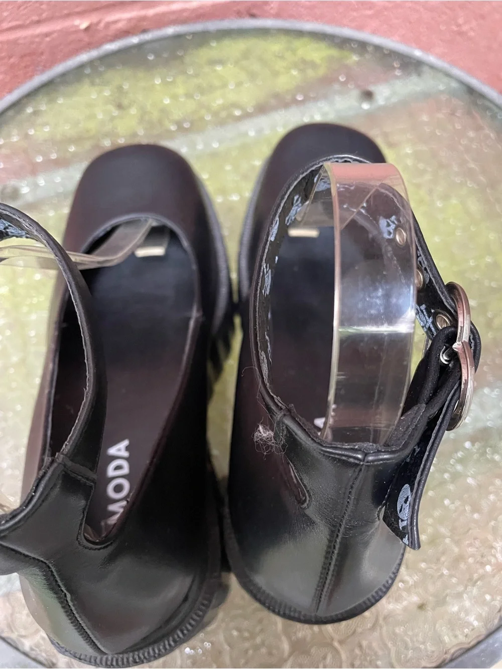 New Lamoda Black Platform Creeper Ankle Strap Shoes Size 7